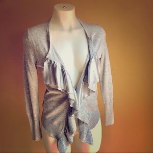 Banana Republic Gray Ruffle Cardigan